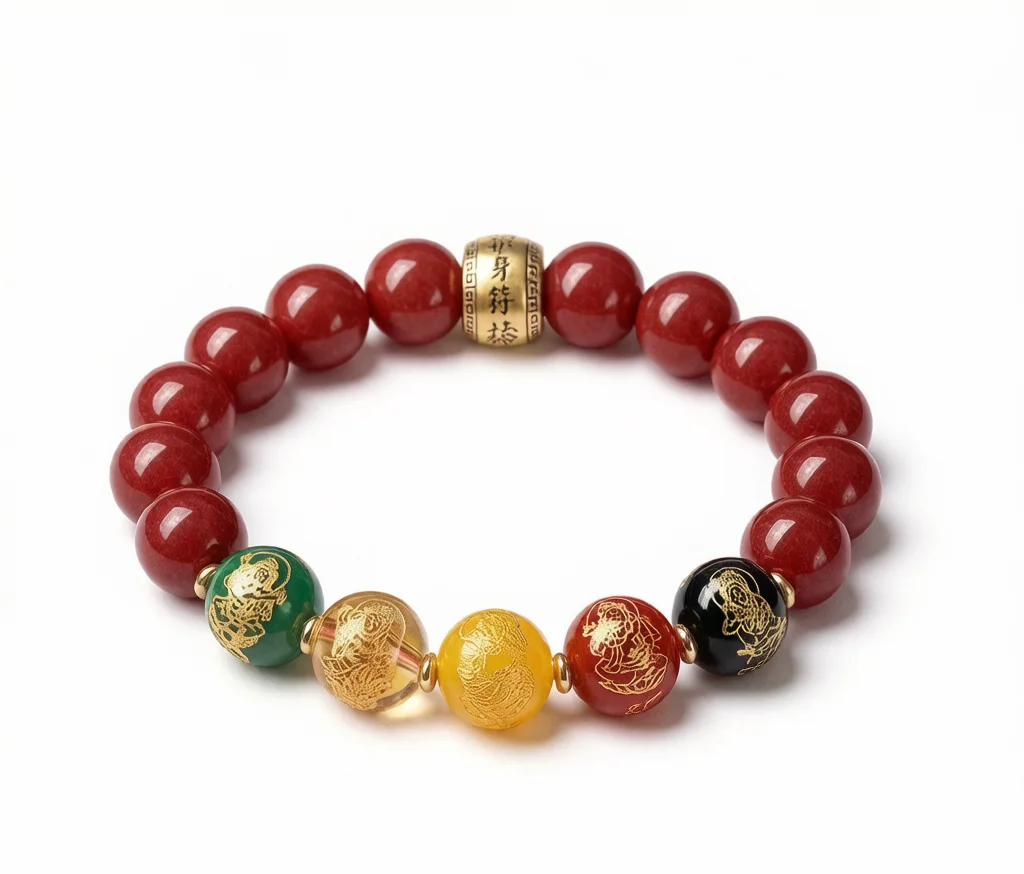 Cinnabar Five-Deity Wealth Bracelet
