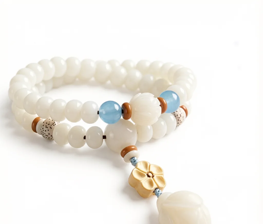 Luxe White Bodhi Root Prayer Beads (Style 4)