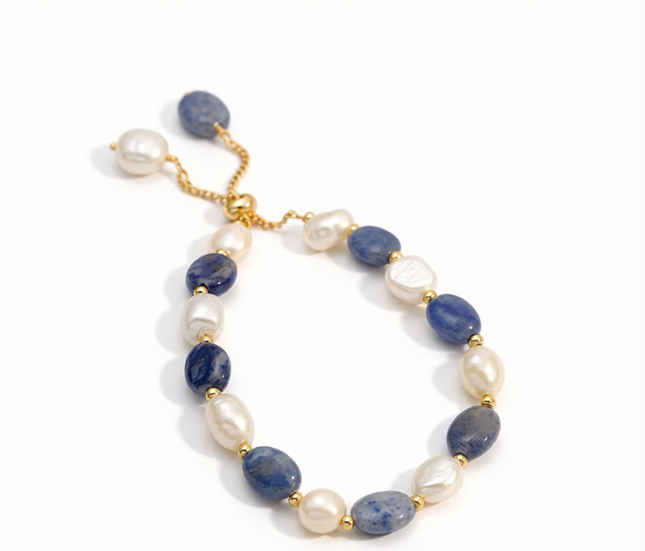蓝纹石淡水珍珠手链 - Blue Aventurine & Freshwater Pearl Bracelet - 01 hero