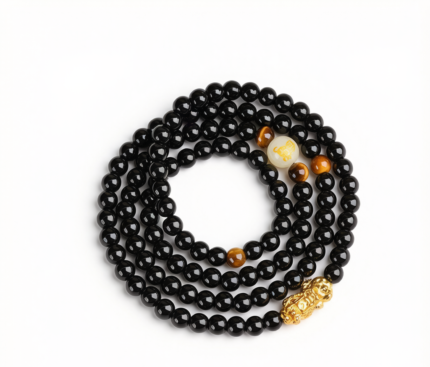 Obsidian 108-Bead Zodiac Pi-Xiu Prayer Beads