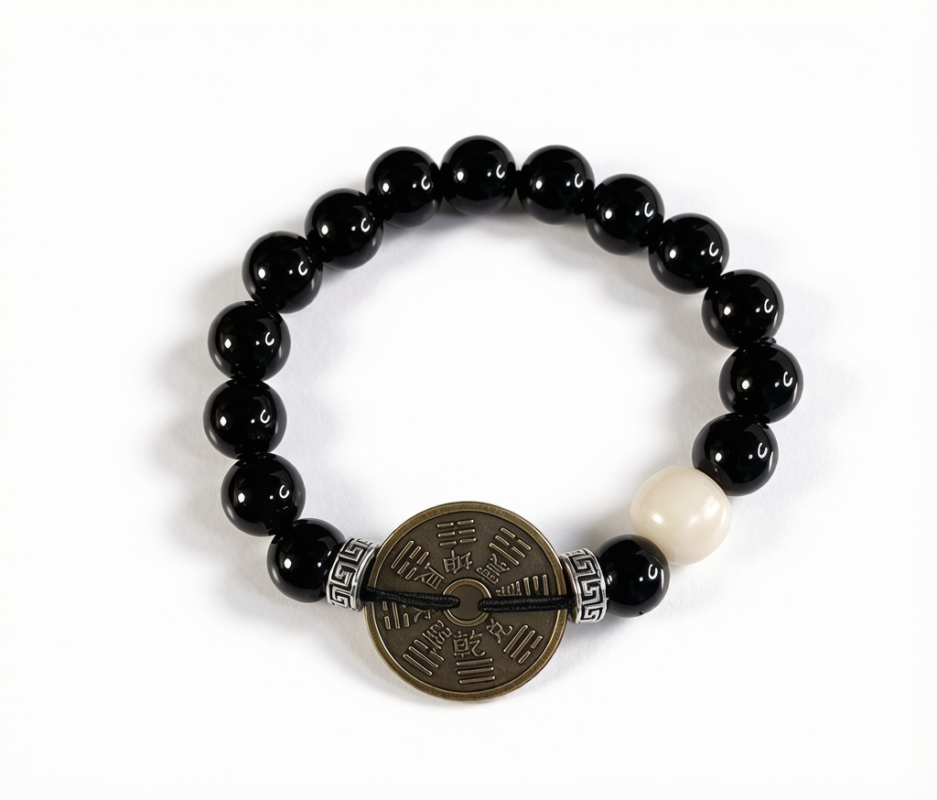 道教编织太极山鬼花钱手绳 - Taoist Braided Taiji 'Mountain-Spirit' Coin Bracelet - 01 hero