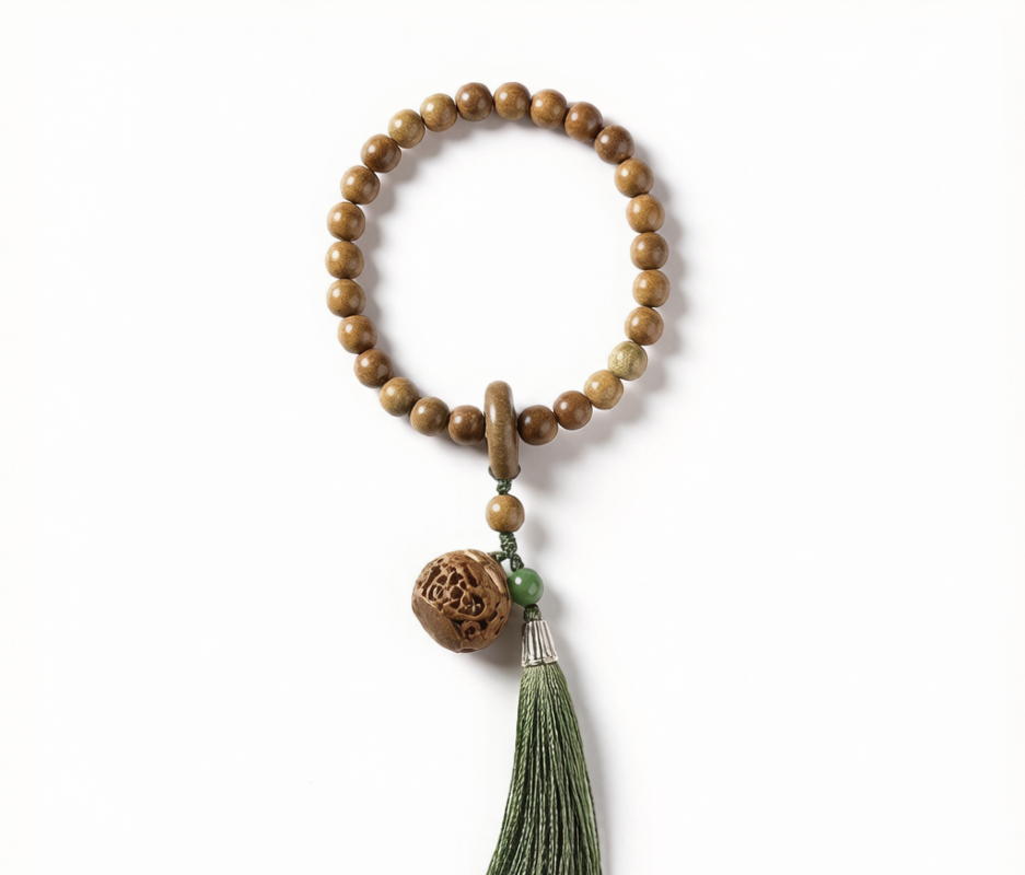 绿檀木莲花流苏念珠 - Green Sandalwood Lotus Tassel Prayer Beads - 01 hero